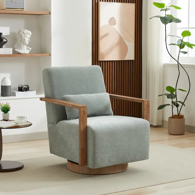 Fauteuil pivotant d'appoint en mélange de lin 30.31 vert pâle