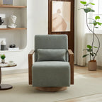 Fauteuil pivotant d'appoint en mélange de lin 30.31 vert pâle