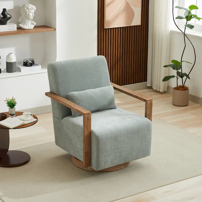 Fauteuil pivotant d'appoint en mélange de lin 30.31 vert pâle