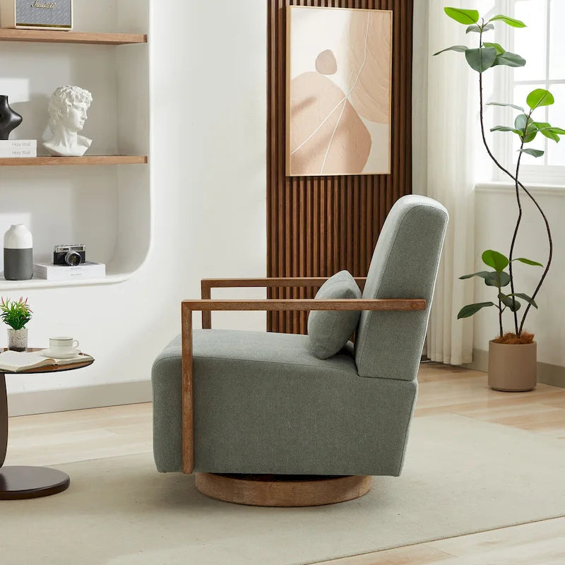 Fauteuil pivotant d'appoint en mélange de lin 30.31 vert pâle