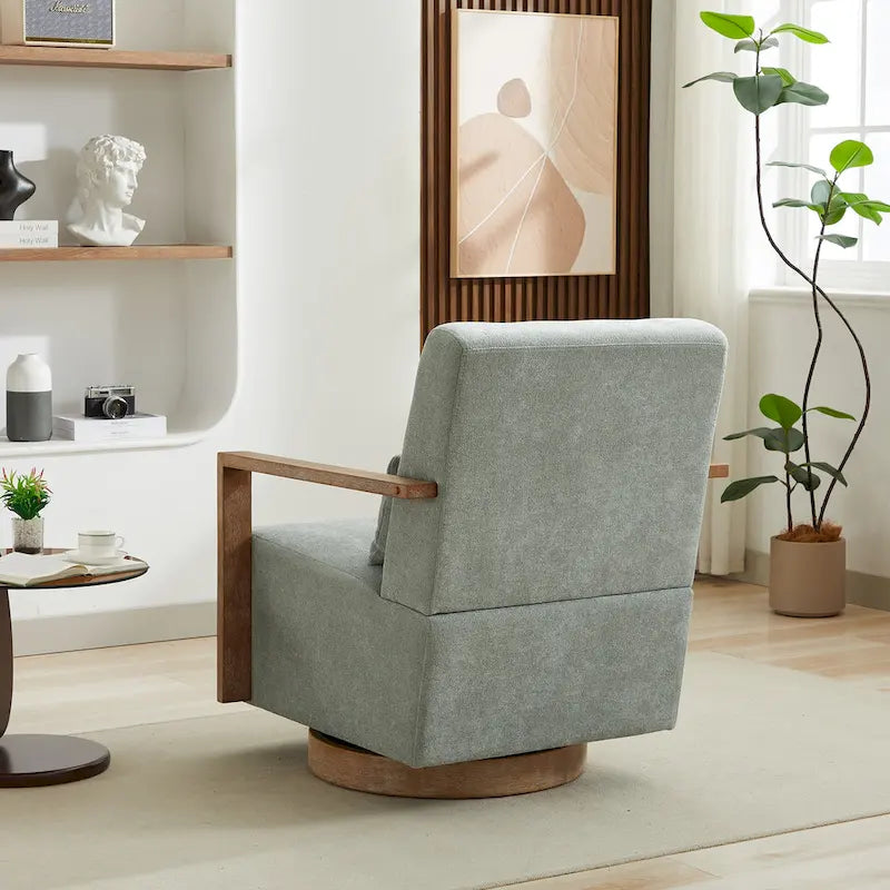 Fauteuil pivotant d'appoint en mélange de lin 30.31 vert pâle