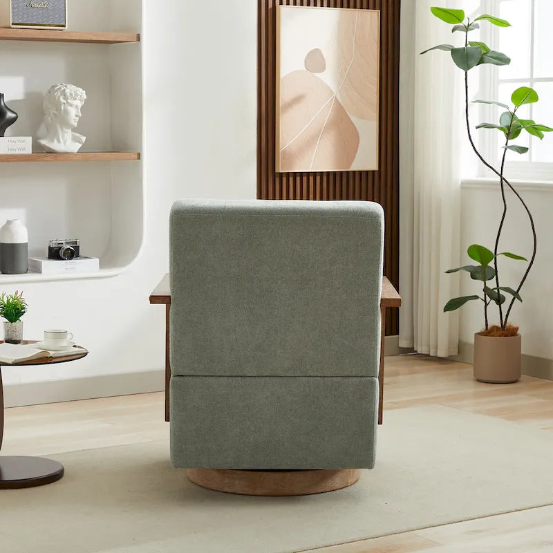 Fauteuil pivotant d'appoint en mélange de lin 30.31 vert pâle