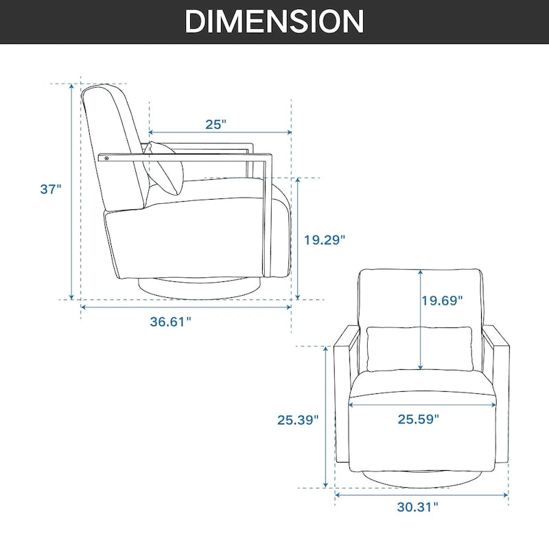 Fauteuil pivotant d'appoint en mélange de lin 30.31 vert pâle