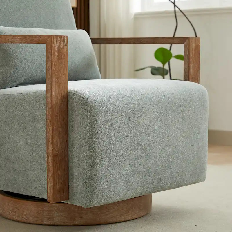 Fauteuil pivotant d'appoint en mélange de lin 30.31 vert pâle