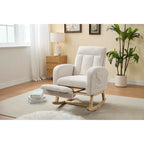 Fauteuil à bascule avec pieds en bois massif, planeur à bascule rembourré pour chambre de bébé, fauteuil confortable avec pochette latérale