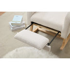 Fauteuil à bascule avec pieds en bois massif, planeur à bascule rembourré pour chambre de bébé, fauteuil confortable avec pochette latérale