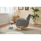 Fauteuil à bascule avec pieds en bois massif, planeur à bascule rembourré pour chambre de bébé, fauteuil confortable avec pochette latérale