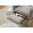 Fauteuil à bascule avec pieds en bois massif, planeur à bascule rembourré pour chambre de bébé, fauteuil confortable avec pochette latérale