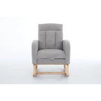 Fauteuil à bascule avec pieds en bois massif, planeur à bascule rembourré pour chambre de bébé, fauteuil confortable avec pochette latérale