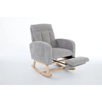 Fauteuil à bascule avec pieds en bois massif, planeur à bascule rembourré pour chambre de bébé, fauteuil confortable avec pochette latérale