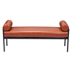 Banc rembourré en similicuir marron HomeRoots 56 po - 55,9 po x 24,8 po x 16,1 po
