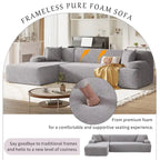 Canapé sectionnel modulaire en polyester en forme de L 111 avec mousse haute densité, assise profonde de 27 et tissu chenille anti-plis