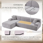 Canapé sectionnel modulaire en polyester en forme de L 111 avec mousse haute densité, assise profonde de 27 et tissu chenille anti-plis