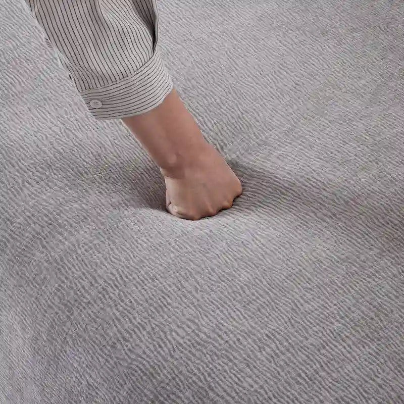 Canapé sectionnel modulaire en polyester en forme de L 111 avec mousse haute densité, assise profonde de 27 et tissu chenille anti-plis
