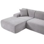 Canapé sectionnel modulaire en polyester en forme de L 111 avec mousse haute densité, assise profonde de 27 et tissu chenille anti-plis