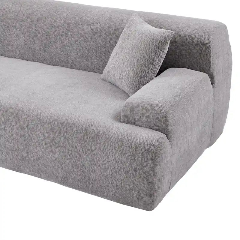Canapé sectionnel modulaire en polyester en forme de L 111 avec mousse haute densité, assise profonde de 27 et tissu chenille anti-plis