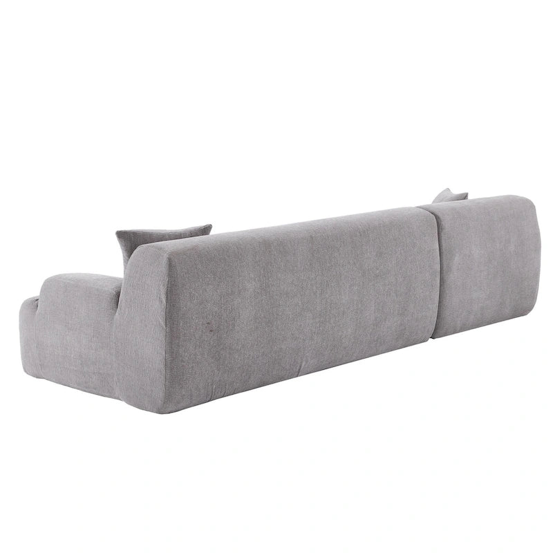 Canapé sectionnel modulaire en polyester en forme de L 111 avec mousse haute densité, assise profonde de 27 et tissu chenille anti-plis