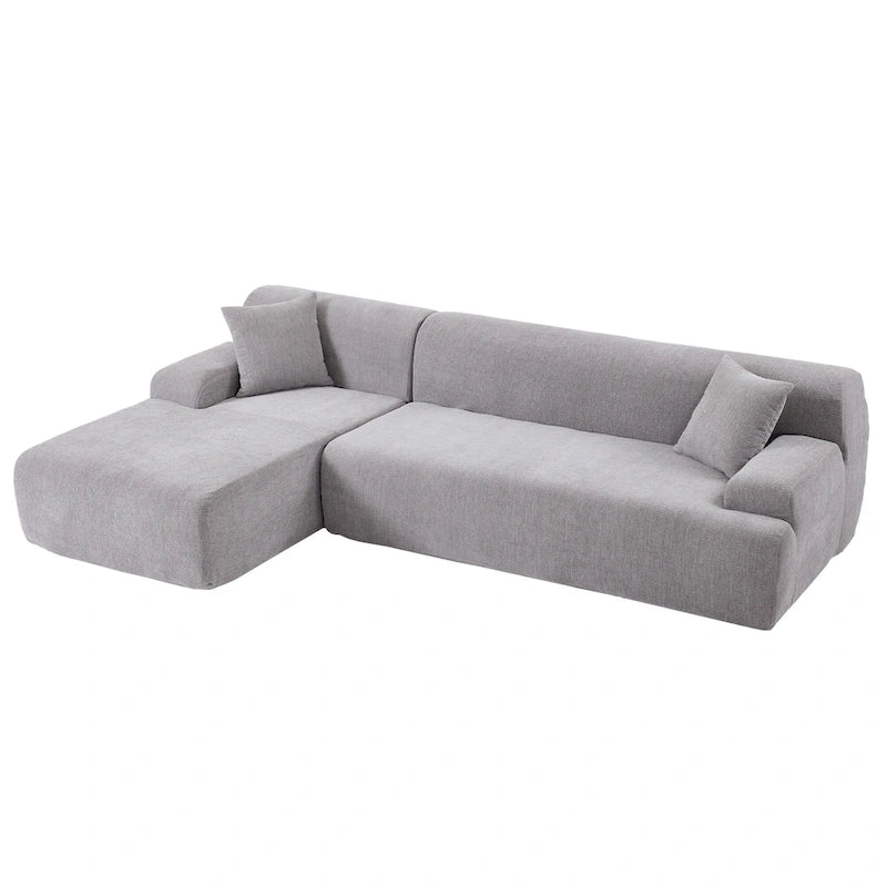 Canapé sectionnel modulaire en polyester en forme de L 111 avec mousse haute densité, assise profonde de 27 et tissu chenille anti-plis