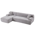 Canapé sectionnel modulaire en polyester en forme de L 111 avec mousse haute densité, assise profonde de 27 et tissu chenille anti-plis
