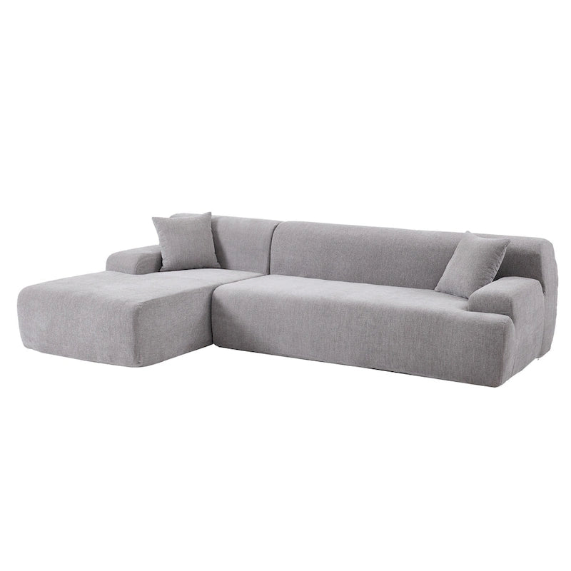 Canapé sectionnel modulaire en polyester en forme de L 111 avec mousse haute densité, assise profonde de 27 et tissu chenille anti-plis