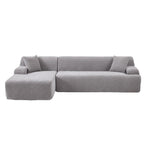 Canapé sectionnel modulaire en polyester en forme de L 111 avec mousse haute densité, assise profonde de 27 et tissu chenille anti-plis