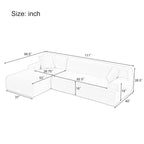 Canapé sectionnel modulaire en polyester en forme de L 111 avec mousse haute densité, assise profonde de 27 et tissu chenille anti-plis