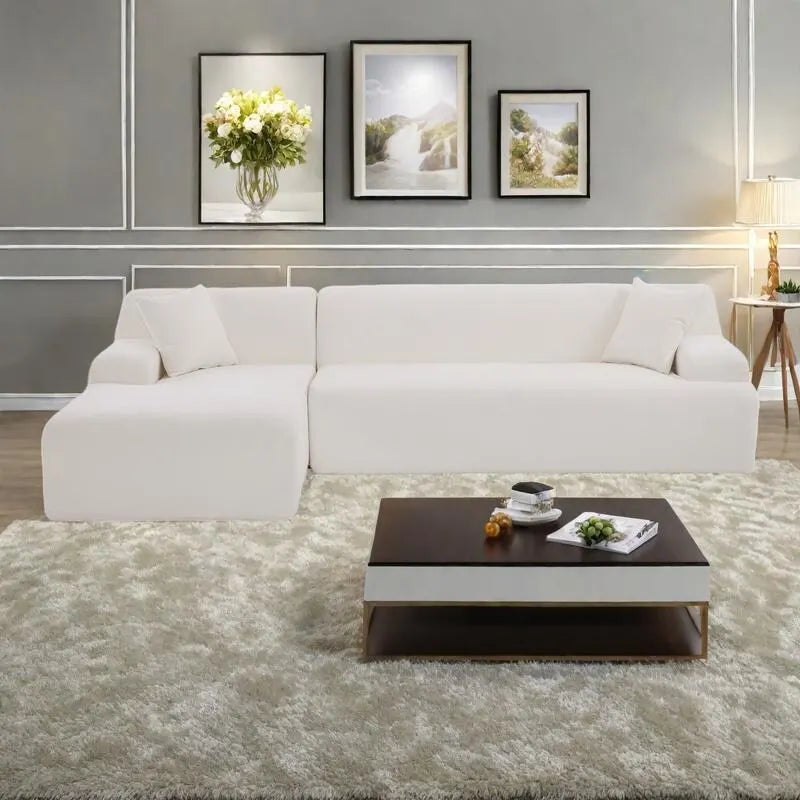 Canapé sectionnel modulaire en polyester en forme de L 111 avec mousse haute densité, assise profonde de 27 et tissu chenille anti-plis