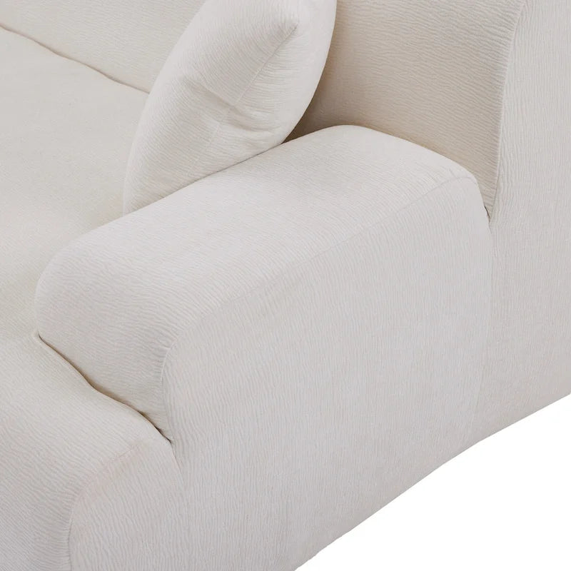 Canapé sectionnel modulaire en polyester en forme de L 111 avec mousse haute densité, assise profonde de 27 et tissu chenille anti-plis