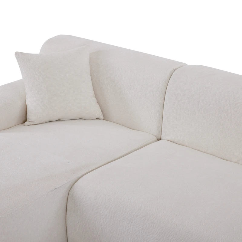 Canapé sectionnel modulaire en polyester en forme de L 111 avec mousse haute densité, assise profonde de 27 et tissu chenille anti-plis