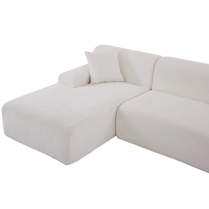 Canapé sectionnel modulaire en polyester en forme de L 111 avec mousse haute densité, assise profonde de 27 et tissu chenille anti-plis