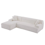 Canapé sectionnel modulaire en polyester en forme de L 111 avec mousse haute densité, assise profonde de 27 et tissu chenille anti-plis