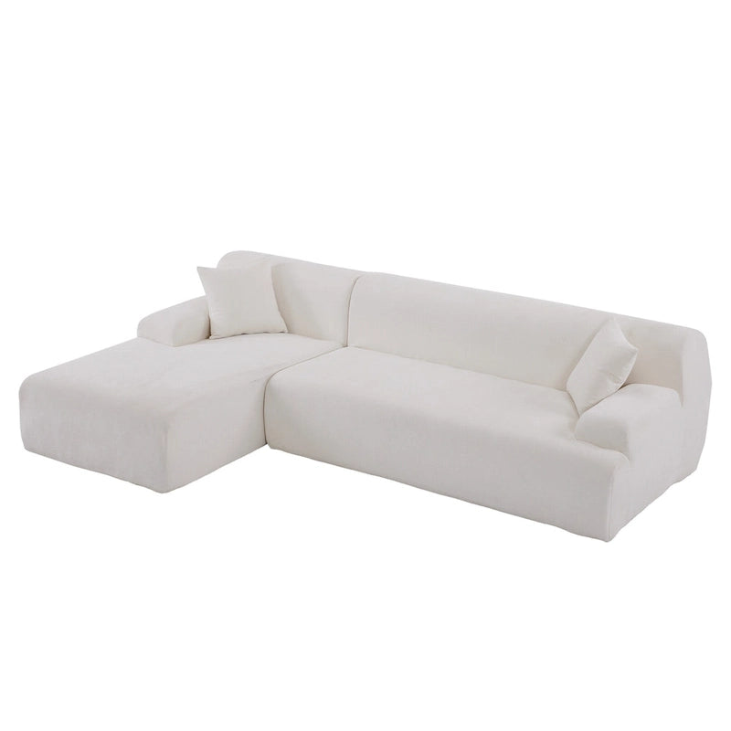 Canapé sectionnel modulaire en polyester en forme de L 111 avec mousse haute densité, assise profonde de 27 et tissu chenille anti-plis