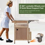 Chariot de cuisine d'extérieur 40,5" avec plateau en acier inoxydable, abattant, un tiroir, porte-serviettes, roulettes verrouillables