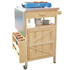 Chariot de cuisine d'extérieur 40,5" avec plateau en acier inoxydable, abattant, un tiroir, porte-serviettes, roulettes verrouillables