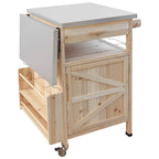 Chariot de cuisine d'extérieur 40,5" avec plateau en acier inoxydable, abattant, un tiroir, porte-serviettes, roulettes verrouillables