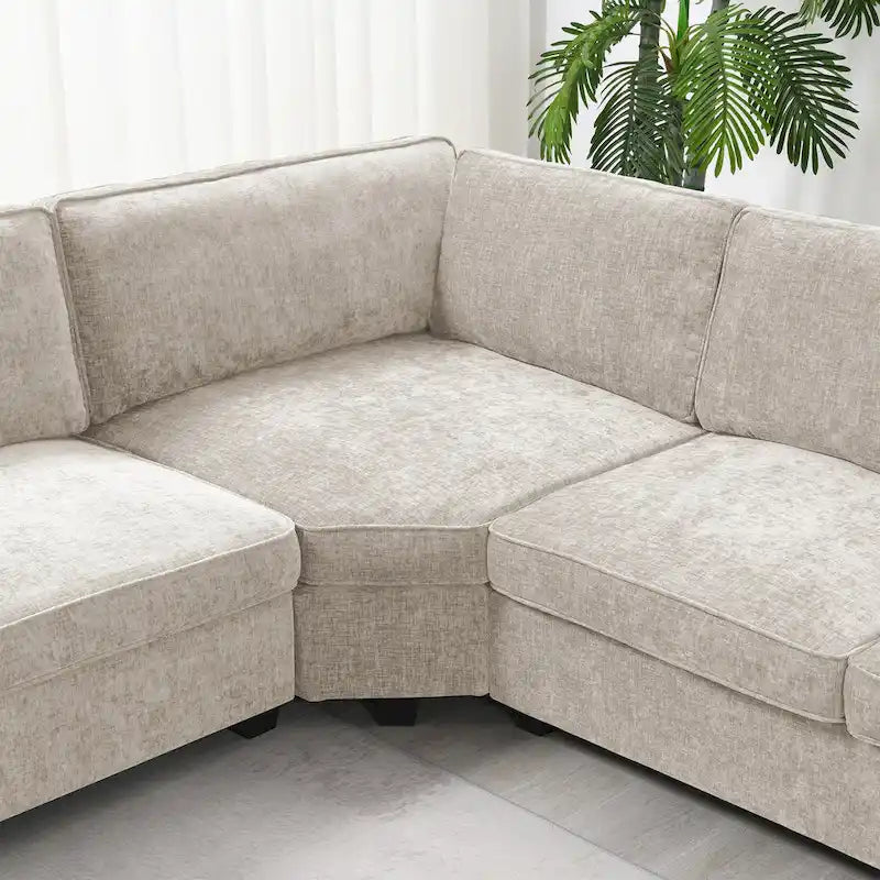 Canapé d'angle en U, ensemble de canapés d'angle en chenille avec porte-gobelets