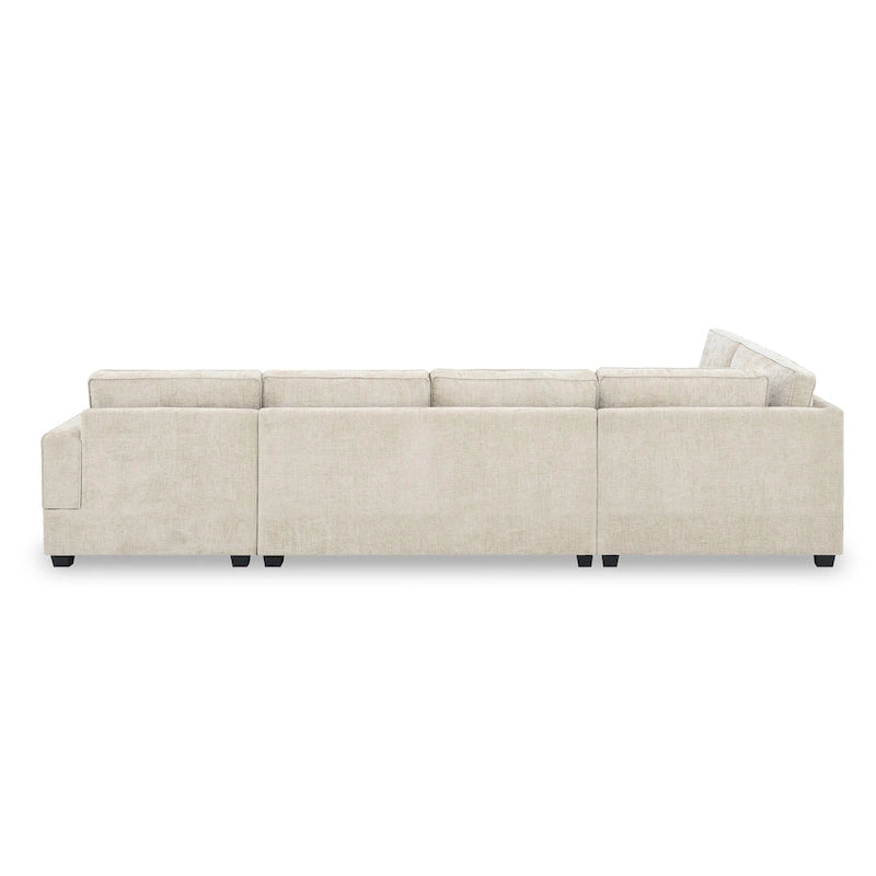 Canapé d'angle en U, ensemble de canapés d'angle en chenille avec porte-gobelets