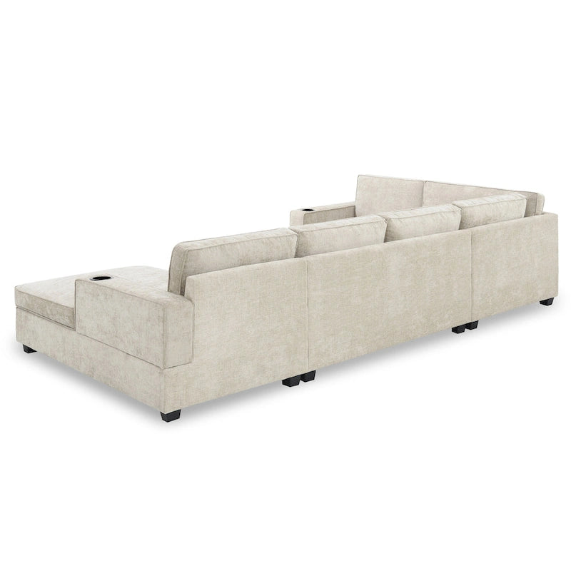 Canapé d'angle en U, ensemble de canapés d'angle en chenille avec porte-gobelets