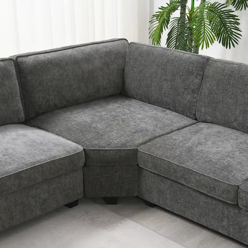 Canapé d'angle en U, ensemble de canapés d'angle en chenille avec porte-gobelets