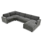 Canapé d'angle en U, ensemble de canapés d'angle en chenille avec porte-gobelets