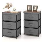 Gymax Lot de 2 commodes à 3 tiroirs en tissu, unité de rangement haute