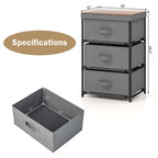 Gymax Lot de 2 commodes à 3 tiroirs en tissu, unité de rangement haute