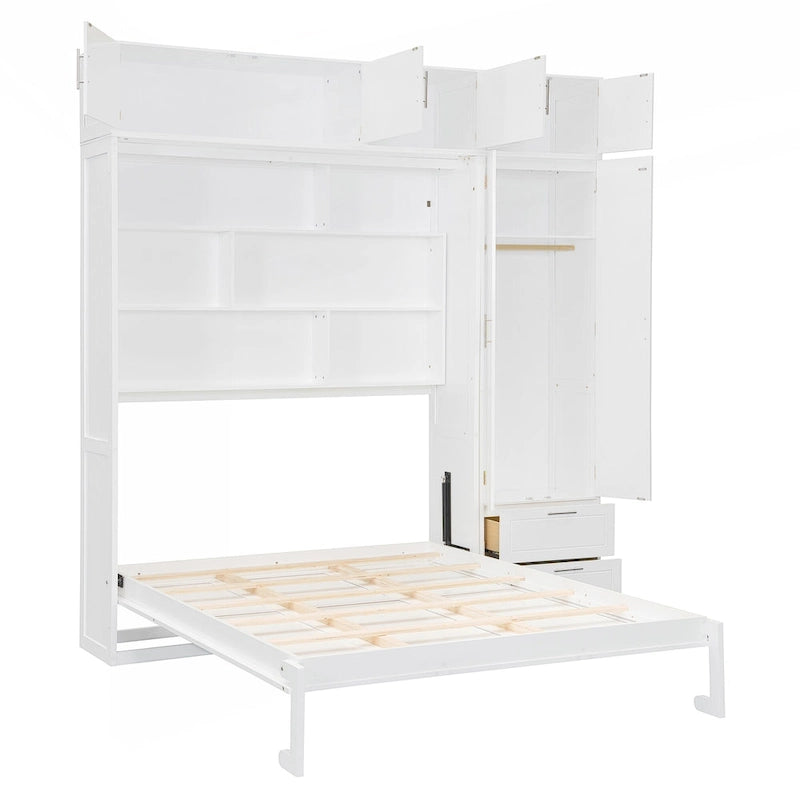 Lit escamotable polyvalent Queen Size avec rangement intégré et conception pliable pour l'optimisation de l'espace