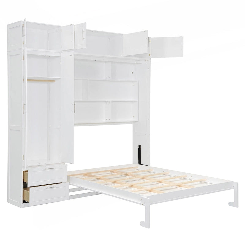 Lit escamotable polyvalent Queen Size avec rangement intégré et conception pliable pour l'optimisation de l'espace