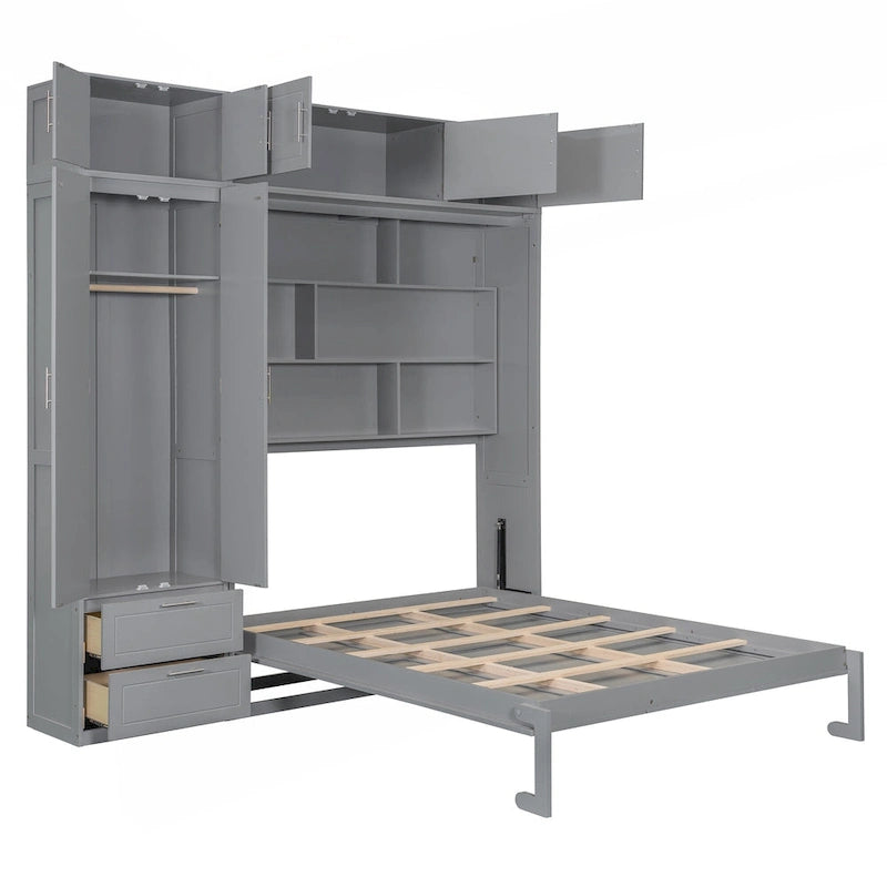 Lit escamotable polyvalent Queen Size avec rangement intégré et conception pliable pour l'optimisation de l'espace
