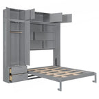 Lit escamotable polyvalent Queen Size avec rangement intégré et conception pliable pour l'optimisation de l'espace