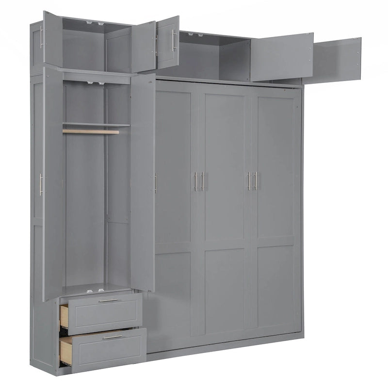 Lit escamotable polyvalent Queen Size avec rangement intégré et conception pliable pour l'optimisation de l'espace
