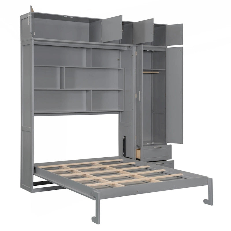 Lit escamotable polyvalent Queen Size avec rangement intégré et conception pliable pour l'optimisation de l'espace