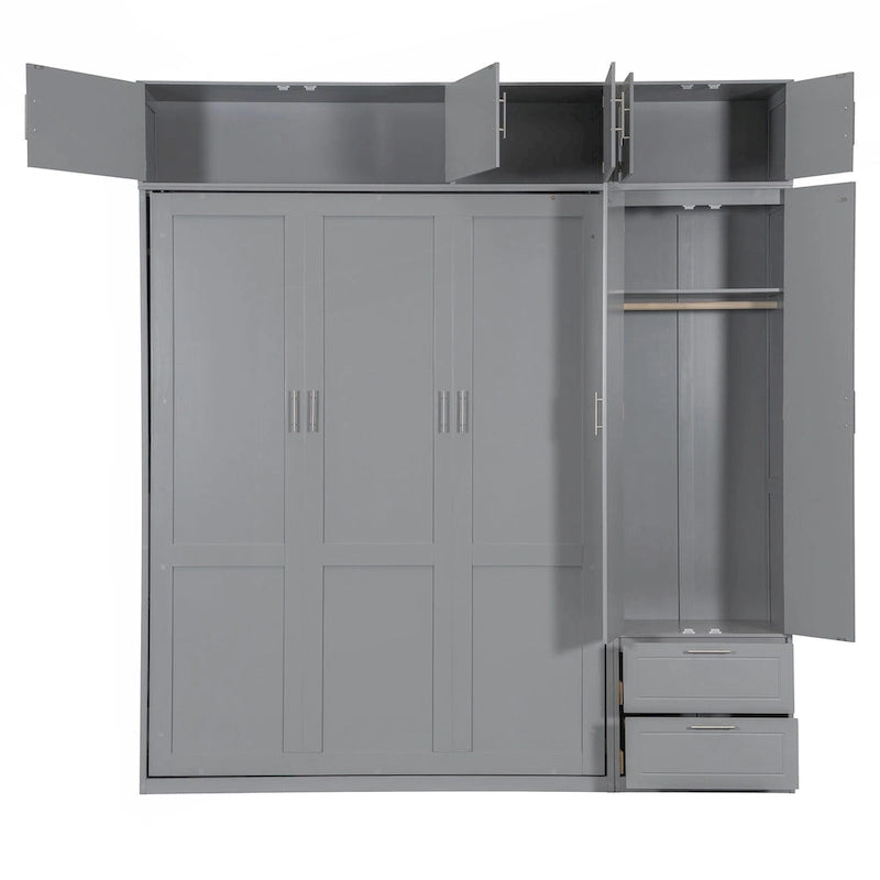 Lit escamotable polyvalent Queen Size avec rangement intégré et conception pliable pour l'optimisation de l'espace