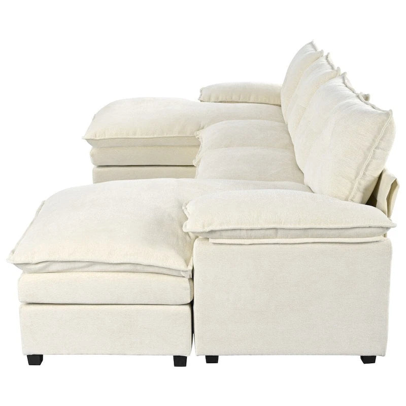 Canapé d'angle moderne en chenille en forme de U avec accoudoirs réglables pour le salon